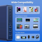 USB C Charger 300W USB C Charger Block 8-Ports GaN IV Fast Charging Station,PD 100W Laptop Charging Hub Wall Charge Adapter Compatible with MacBook/Air,DELL,Steam Desk,iPhone 16/15/14,Galaxy