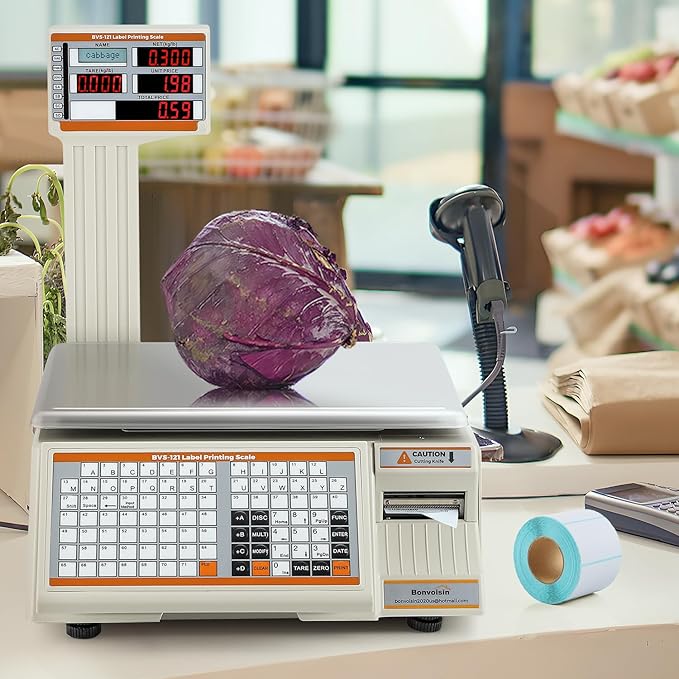 Bonvoisin Printing Scale Label Rolls, 58 X 40 mm, Barcode Label, 12 Rolls Per Case