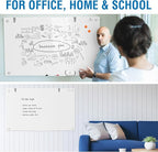 TSJ OFFICE Glass Dry-Erase Board - 36 x 24 Inches Brilliance White Magnetic Glass Whiteboard, Wall Mounted Large Frameless White Board for School, Home & Office