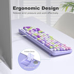 Computer Wired Keyboard, Plug Play USB Full-Size Keyboard with Large Number Pad, Caps Indicators, Foldable Stands, for Windows 7/8/10 PC Laptop (Purple Colorful)