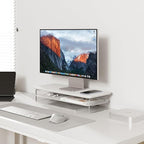 Fenge Acrylic Monitor Stand Riser, 23.6 Inches Monitor Stand with Metal Storage, 2 Tier Acrylic Computer Riser for Desk, Clear Laptop Stand for PC, Laptop, Printer, TV, White