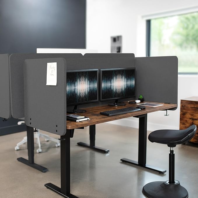 VIVO Clamp-on/Screw-on 60 x 24 inch Privacy Panel, Sound Absorbing Cubicle Desk Divider, Acoustic Partition, Dark Gray, PP-1-V060D