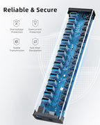 AGEEN 16-Port USB 3.2 Gen 2 Hub, 10Gbps High-Speed Aluminum Powered Hub with 96W Adapter, Individual Switches & Surge Protection for PC/Laptop, Flash Drive, Printer, Camera