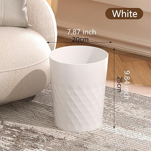 2 Pack Small Trash Can 1.8 Gallon Bathroom Garbage Can Waste Basket Recycling Bin for Dorms Bedrooms Offices Kitchens, White