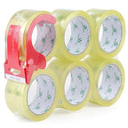 BOMEI PACK 6Rolls Clear Yellowish Packing Tape Refills, 2.4 Mil 1.88 Inch x 60 Yards, Packaging Tape with Dispenser for Moving, Shipping and Storage