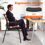 CLATINA Office Reception Guest Chair Mesh Back Stacking with Ergonomic Lumbar Support and Thickened Seat Cushion for Waiting Conference Room Black 2 Pack