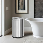 Brushed Gold Bathroom Trash Can with Swing Lid 4.7Gallon,Stainess Steel Garbage Can Trash Bin Wastebaskets for Kitchen,Office,Bedroom (Silver, 4.7 Gallon)