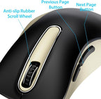 memzuoix 2.4G Wireless Mouse, 1400 DPI Computer Mice with USB Receiver, Portable Wireless USB Battery Powered Cordless Mouse for Laptop, PC, Desktop, 5 Buttons (Black Gold)