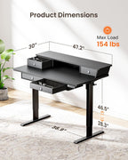 ErGear Electric Standing Desk with 4 Drawers, 48" x 30" Height Adjustable Desk with Storage, C-Clamp Mount Compatible, Computer Home Office Table with Cable Management Tray, Black