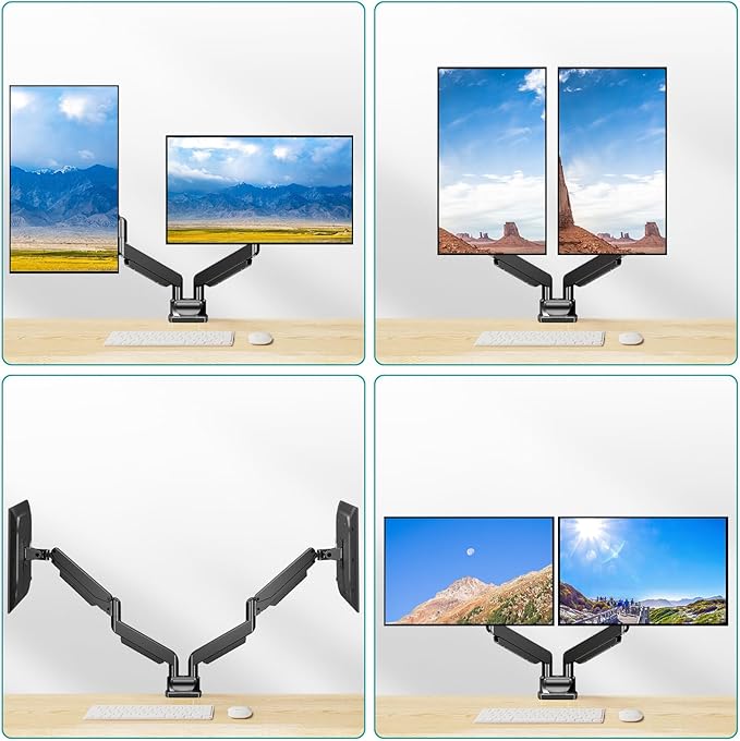 MOUNT PRO Dual Monitor Stand for Max 43 Inch Ultrawide Computer Screen, Premium Aluminum Heavy Duty Monitor Arm Holds 6.6lbs to 33lbs, Gas Spring Full Motion Display Desk Stand, VESA Mount