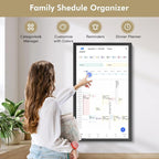 24" Smart Digital Calendar for-Family-Meal-Planner - Electronic Calendars for Chore Chart, Interactive Touchscreen Display for Family Schedules, Auto-Sync Google iCloud Outlook, Wall Mountable for Mom