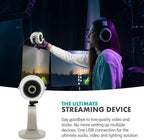 Movo WebMic HD Pro All-in-One Webcam with Mic and Ring Light in Pearl White- 1080p HD Camera, Pro Cardioid Condenser Microphone, LED Ring Light -HD Webcam For Streaming, Video Calls, Recording, Gaming