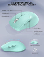 Wireless Keyboard and Mouse Combo - Full-Sized Ergonomic Keyboard with Wrist Rest, Phone Holder, Sleep Mode, Silent 2.4GHz Cordless Keyboard Mouse Combo for Computer, Laptop, PC, Mac, Windows (Green)