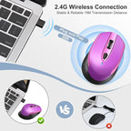 RaceGT USB C Wireless Mouse - 2.4G Cordless with 6 Buttons and 3 Adjustable DPI for MacBook Pro/Air, Laptop, Desktop, PC