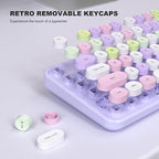 MOFII Colorful Computer Keyboard Wired, Cute Full Size Keyboard Typewriter Style, USB Keyboard with Foldable Stands for Windows, Laptop, Desktop, PC (Purple Colorful)