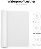 YSAGi Leather Desk Protector, Office Mat, Large Mouse Mat, Non-Slip PU Leather Blotter, Laptop Desk, Waterproof Writing Pad for Office and Home (White, 23.6" x 13.8")
