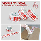 BOMEI PACK Security Seal Tape, Please Report if Seal is Broken Printing Packing Tape with Dispenser, 2.4mil 2inch x 60yds, 6Rolls Heavy Duty Fragile Tape Refills for Shipping, Moving and Sealing