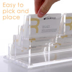 SANRUI Clear Horizontal Business Card Holder Stand for Desk, Acrylic Desktop Display Name Cards Holders Organizer Storage Rack,for Exhibition, Home , Office ,3 Tier 9 Pocket , 540 Card Capacity