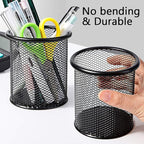 Ameceres 4 Packs Wire Mesh Pencil Holder Metal Pen Cup Desk Pen Organizer Case Pencil Jar Black for Office Home (DeepPink)