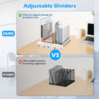 EASEPRES 5 Section Vertical Metal Mesh Desk File Organizer, Spacing Adjustable Upright Desktop Paper Mail Document Magazine Sorter Folder Holder for Workspace Office School Home, White