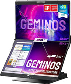 Mobile Pixels Geminos (2 x 24 inch) IPS Dual Stacked Computer Monitors with 65W USB-C Charging, 1080P Webcam&Speakers, All-Inclusive Workstation PC Monitor, USB-A/USB-C/HDMI, Ergo Design(2 Monitors)