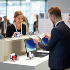 NIUBEE Clear Business Card Holder 2 Tier Acrylic Business Card Stand, 2 Slots Business Card Display for Desk Counter, 150 Card Capacity, 1 Pack