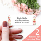 Personalized Return Address Labels Floral - Set of 120 Custom Mailing Labels for Envelopes, Self Adhesive Flat Sheet Rectangle Personalized Name Stickers (Blush Pink)