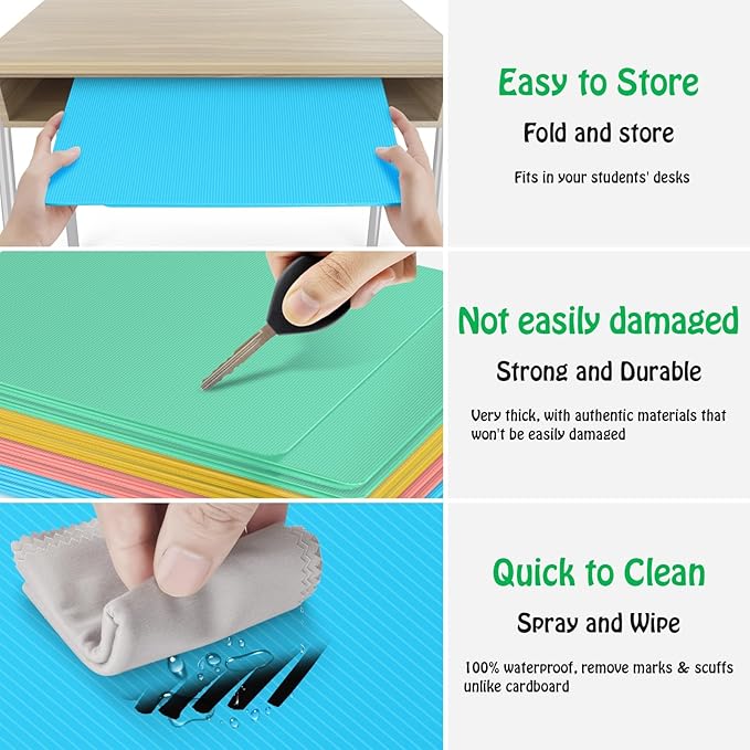 24 Pack Desk Privacy Panel Desk Divider - Pastel Colorful Testing Dividers for Classroom Supplies- Easy Clean Privacy Shields for Student Testing Desk dividers- Includes Extra Labels