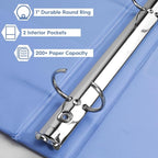 6-Pack 1-Inch Binder, Standard 3 Ring Binder Fit US Letter Size Paper, Presentation Round Ring Binders,Blue