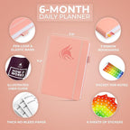 Clever Fox Daily Planner – Undated Planning Notebook with Hourly Schedule & To-Do List – Personal Day Task & Work Organizer, 6 Months (Peach Pink)