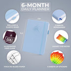 Clever Fox Daily Planner – Undated Planning Notebook with Hourly Schedule & To-Do List – Personal Day Task & Work Organizer, 6 Months (Periwinkle)