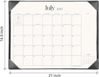 Simplified Desk Calendar 2025-2026 with Desktop Mat, Cabbrix Large Desk Pad Calendar 21" x 16-1/2" Covering July 2025 to June 2026, Desk Blotter Calendar 2025 for Home School and Office (Black)