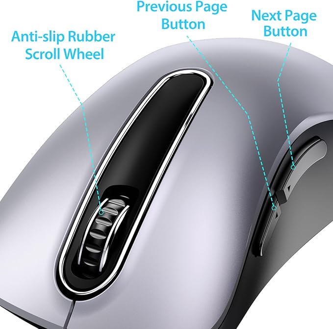 memzuoix 2.4G Wireless Mouse, 1400 DPI Mobile Optical Cordless Mouse with USB Receiver, Portable Computer Mice Wireless Mice for Laptop, PC, Desktop, MacBook, 5 Buttons (Gunmetal)