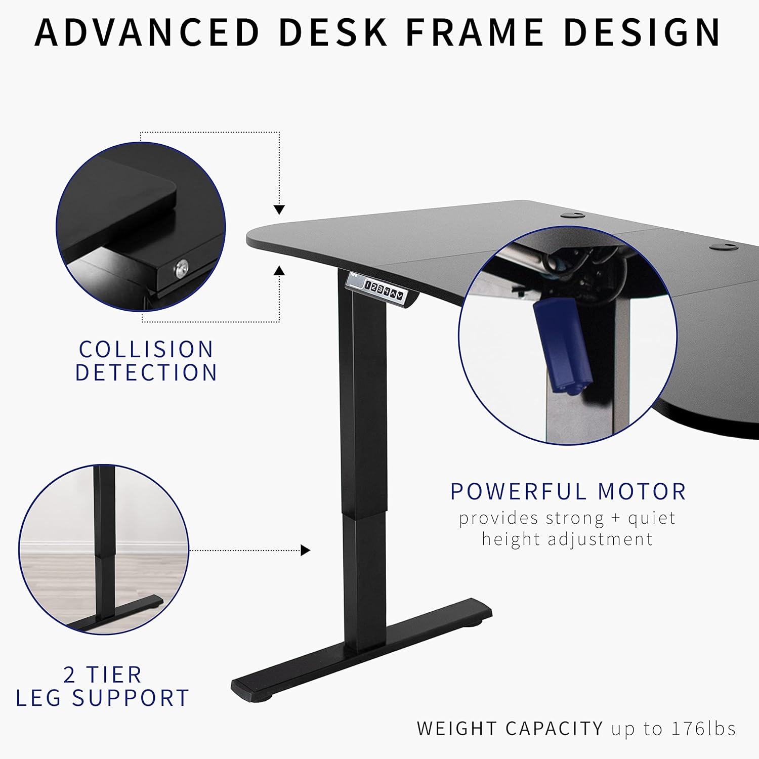 VIVO Electric 63 x 32 in Standing Desk, Memory Height Adjustment, 1B Series, Black Top White Frame, DESK-KIT-1W1B
