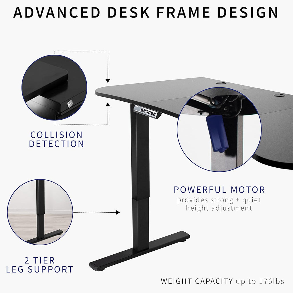 VIVO Electric 63 x 32 in Standing Desk, Memory Height Adjustment, 1B Series, Black Carbon Fiber Top White Frame, DESK-KIT-1W1R