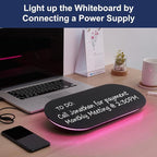 TSJ OFFICE Glass Desktop Whiteboard - 17 X 7 Inches Small Dry Erase Board with Pink Light, Glass White Board Surface Notepad with 1 Drawer, Desk Organizers for Office, Home, School Supplies (Black)