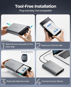 ORICO Aluminum 3.5 Hard Drive Enclosure with USB 3.2 Gen 2 6Gbps Transfer Speed, Fit for 3.5/2.5 Inch SATA HDD SSD Up to 20TB, USB C to USB C/A 2 in 1 Cable Compatible with MacBook Windows(DD35-C3)