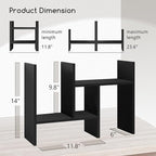 Jerry & Maggie Desktop Organizer Office Storage Rack Adjustable Wood Display Shelf Free Style Double H, Multi-Functional Mini Bookshelf for Desk Natural Stand (Black)