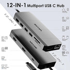 WAVLINK USB C Docking Station Dual Monitor, USB-C Hub Laptop Triple Display with 2 HDMI,DisplayPort, 100W PD Charging, Ethernet, 5 USB, SD/TF Read, Audio for MacBook Dell HP Lenovo Surface, Grey