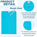 Geyee 100 Pcs Clasp Manilla Envelopes 10 x 13 Inch Gummed Colored Envelopes for Storing or Mailing for Home Office Business Supplies(Lake Blue)
