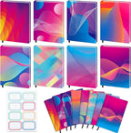 Jumbo Book Covers 8 Pack Reusable Fabric Book Cover Protective Books Covers 9 x 11 Inch Neon Stretchable Books Sleeve Cover with Label Sticker for Most Hardcover Textbooks Up to 10 x 12.5 Inch