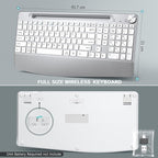 Ergonomic Wireless Keyboard with Wrist Rest-Low-Profile,Phone/Tablet Holder,Quiet Design，Windows & Mac OS，Full Size Cordless USB Computer Keyboard for Desktop,Laptop, PC, Mac, Windows-White