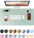 YSAGi Leather Desk Protector, Office Mat, Large Mouse Mat, Non-Slip PU Leather Blotter, Laptop Pad, Waterproof Writing Pad for Office and Home (Pale Green, 31.5" x 15.8")