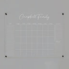 Personalized Clear Acrylic Calendar for Wall, Calendar Whiteboard for Wall, Dry Erase Wall Calendar, Wall Calendar Organizer System for Home (Cursive, White, 47.5"W x 36"H)