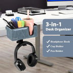 Desk Cup Holder Clip on Pen Holder Headphone Hanger Headset Stand Rotatable Clamp Hook Under Desk (Sky Blue)