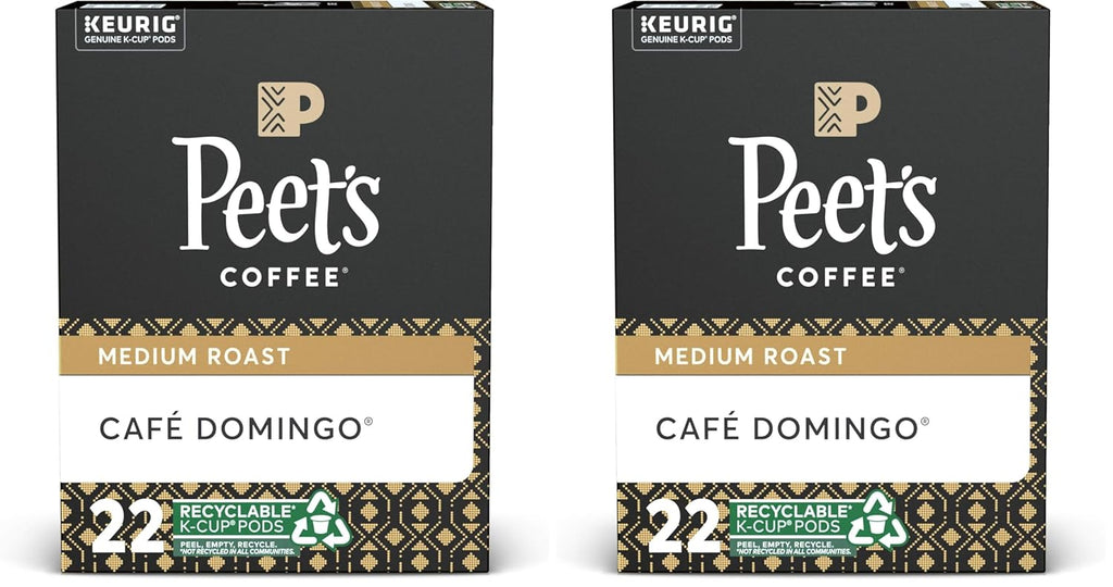 Peet's Coffee Café Domingo, Medium Roast, 22 Count Single Serve K-Cup Coffee Pods for Keurig Coffee Maker (Pack of 2)