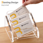SANRUI Acrylic Business Card Holder for Desk, 3 Tier Clear Tilt Business Name Card Display Holders Stand Storage Organizer Fits 180 Business Cards (Horizontal, 3-Slot)