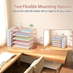 AUPSEN Rose Gold Desk Accessories Organizer,5-Tier Desktop Paper File Organizer with Adjustable File Holder, Office Desk Accessories for Office Supplies