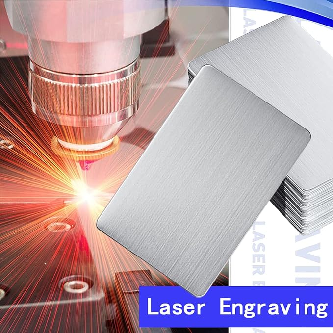 100PCS Metal Business Cards - 0.45mm Thick Aluminum, Laser Engraving Blanks for Office, DIY & VIP Cards, 3.4 x 2.1 Inch, Silver