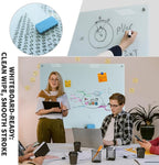 Magnetic Glass Whiteboard 48"x36" Glass Dry Erase Board 48"x36" Wall Mounted White Glassboard for Office School Home Shop